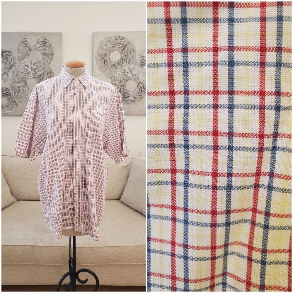 Cutter & Buck Men's Plaid Short Sleeve Button-Up Shirt sz Lg